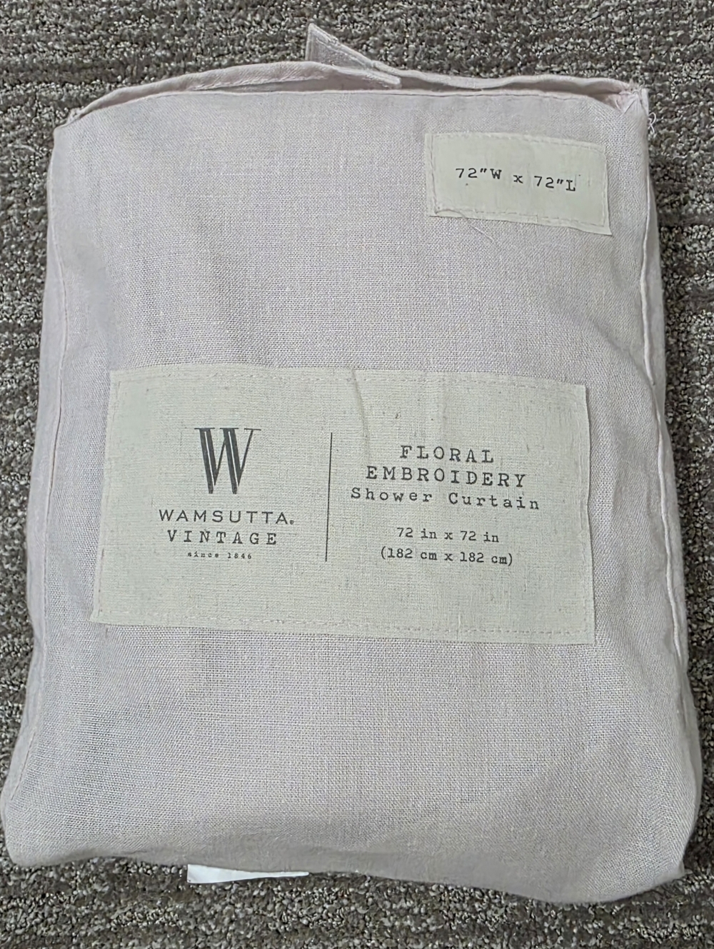New Ivory Wamsutta Vintage Embroidered Shower Curtain Poly & Linen Fabric 72x72"
